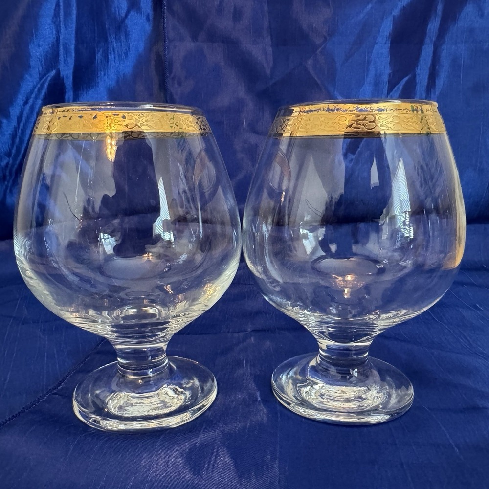 Imperial Crystal Wide Gold Rim 5" Brandy Cognac Glass